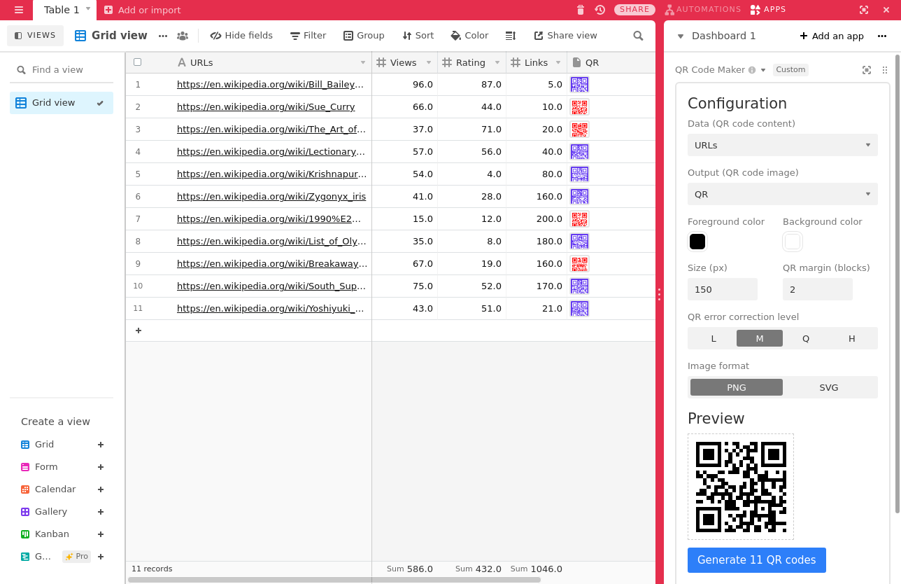 Airtable QR Code Generator